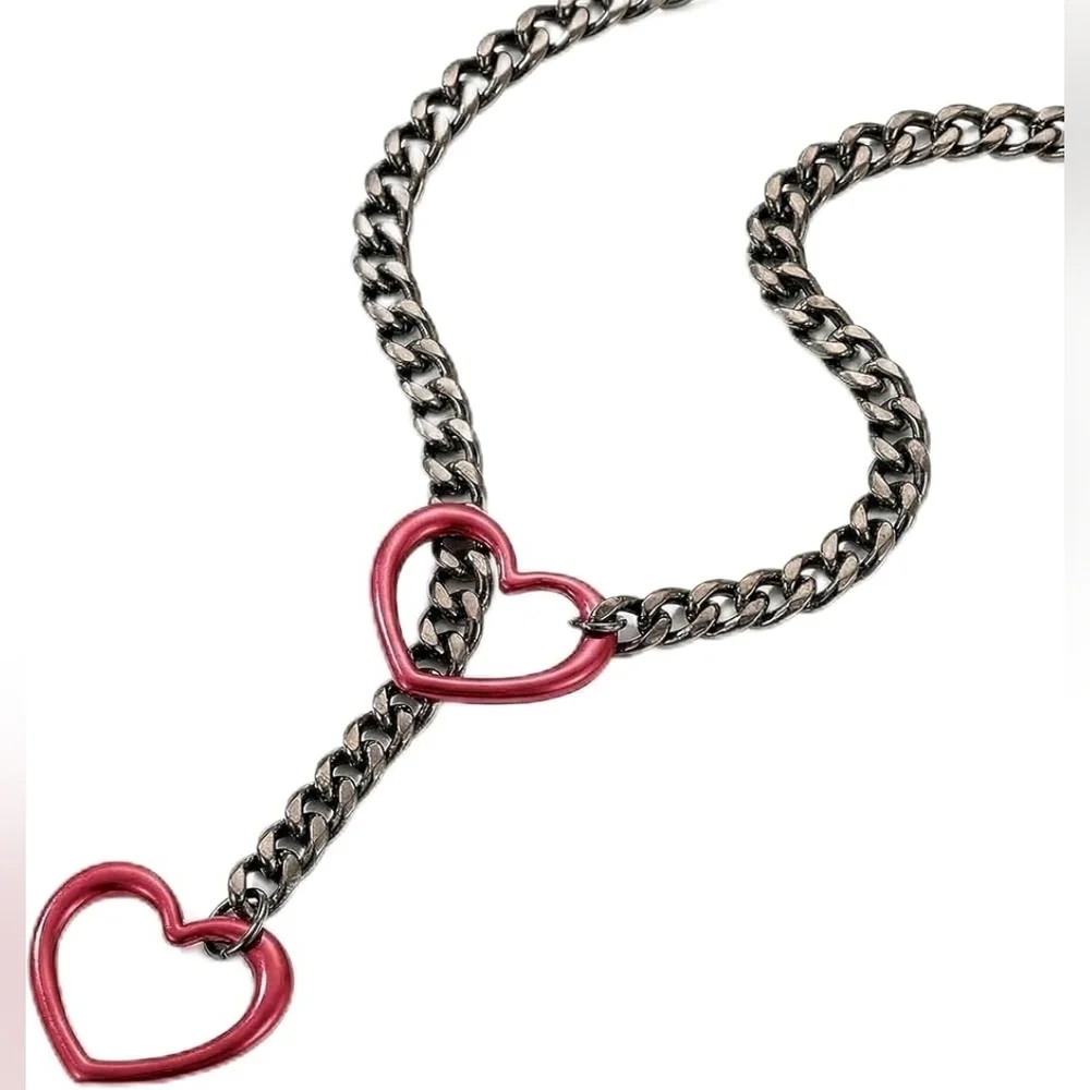 Heart Cuban Slip Chain Choker Necklace